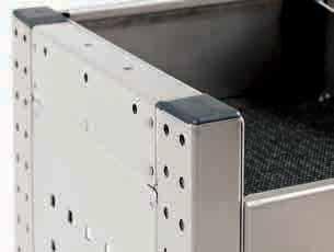 System ALUCA Components Support frames Aluminium design, capable of handling high loads Standardised system perforations with a