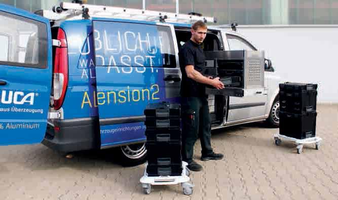 L-BOXXes Made of shock- and impact-resistant ABS plastic Basic dimensions W x D: 442 x 357 mm Supplied in five different heights Can be integrated into van racking systems System