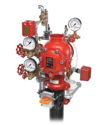the reverse flow of water from the system piping to the water supply The bypass line allows pressure surges to enter the system without causing false alarms Excess pressure pump trim option available