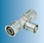METAL PRESS FITTINGS A C B Metal Press Tee Reduced Multitubo tin-plated brass press-fit reducing tee with press sleeves and inspection windows to ensure correct installation.