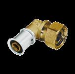 METAL PRESS FITTINGS Metal Press Elbow Female Thread (Swivel Elbow) Multitubo tin-plated brass press-fit female parallel threaded swivel 90 elbow with press sleeves and inspection windows to ensure