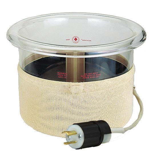 INSTATHERM OIL BATH, Low Form Low form, glass open vessels coated with Instatherm. Designed to operate up to 250ºC, heating response time is very rapid, (5 per minute), with very low thermal lag.