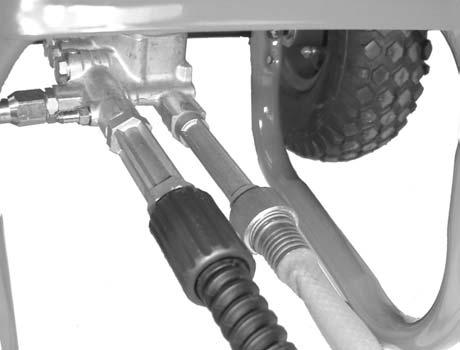 Use the standard nut and bolt to secure the legs. See Figure 1. 2. On models 5525W and 6026W connect clear plastic hose to hose barb on detergent tank (See Figure 2).