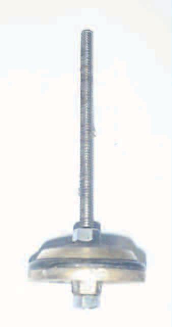 The valve disc is reassembled with a 6 inch long piece of 0.25 inch stainless steel threaded rod, and locked in place with nuts top and bottom.