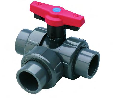 Spears 2000 Horizontal T-Port & L-Port Ball Valve Description: In-line horizontal 3-way T-port or L-port ball valve with lockable handle and union ends