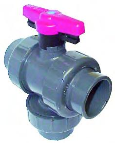 Spears 2000 Vertical T-Port & L-Port Ball Valve Description: In-line vertical 3-way T-port & L-port ball valve with lockable handle and union ends Maximum Fluid Pressure at 20 C: Sizes 1 /2 to 2-16
