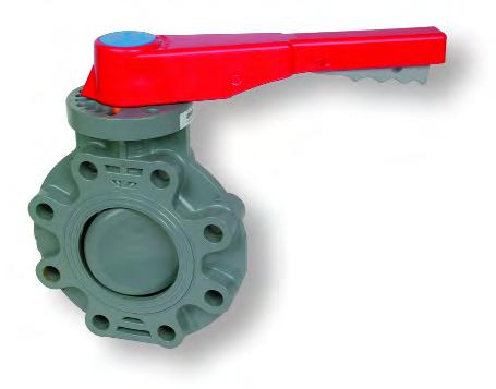 Spears Butterfly Valve Description: Wafer style butterfly valve, between flanges to ANSI 150 Maximum Fluid Pressure at 20 C: 10 bar Disc: Glass reinforced PVC-C Shaft: Stainless Steel 316 End