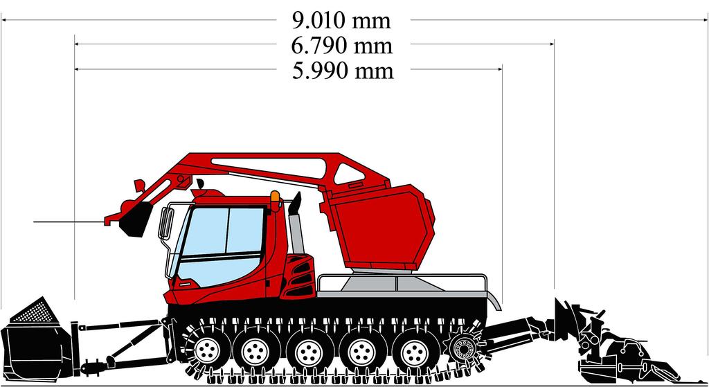 TECHNICAL DATA PistenBully 400 W Dimensions Speed With drum winch................ 0-20 km/h Height with PistenBully............ 3280 mm Drum winch in operation With winch boom lowered.......... 2910 mm speed.