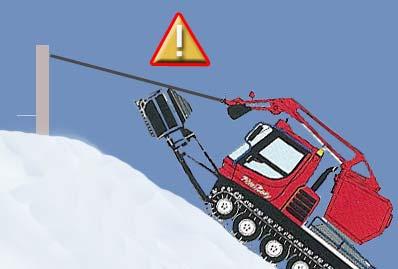 OPERATION TURNING THE PISTENBULLY 11 Risk of collision between auxiliary equipment and winch cable. Always allow adequate clearance from the winch cable when raising the auxiliary equipment.