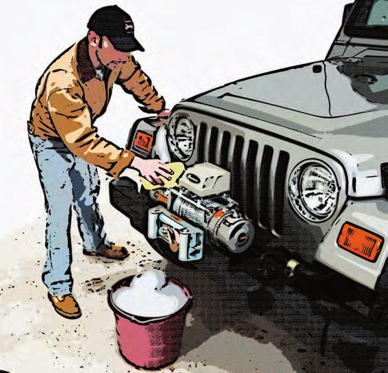 Winch Care and Cleaning: Do not direct very high-pressure water at your winch. Use low-pressure (normal) car wash soap and water to clean your winch.