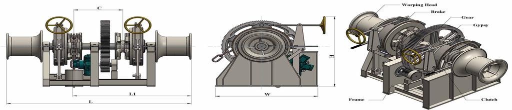 Anchor Windlass MORDEC DECK MACHINERY Capacity: up to 81mm U3 Chain Configuration: Single / Double Gypsy Brake: Manual / Manual-Hydraulic Model Chain Dia.