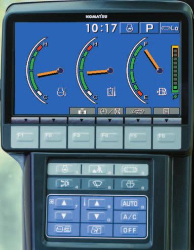 EMMS (Equipment Management Monitoring System) Monitor function Controller monitors engine oil level, coolant temperature, battery charge and