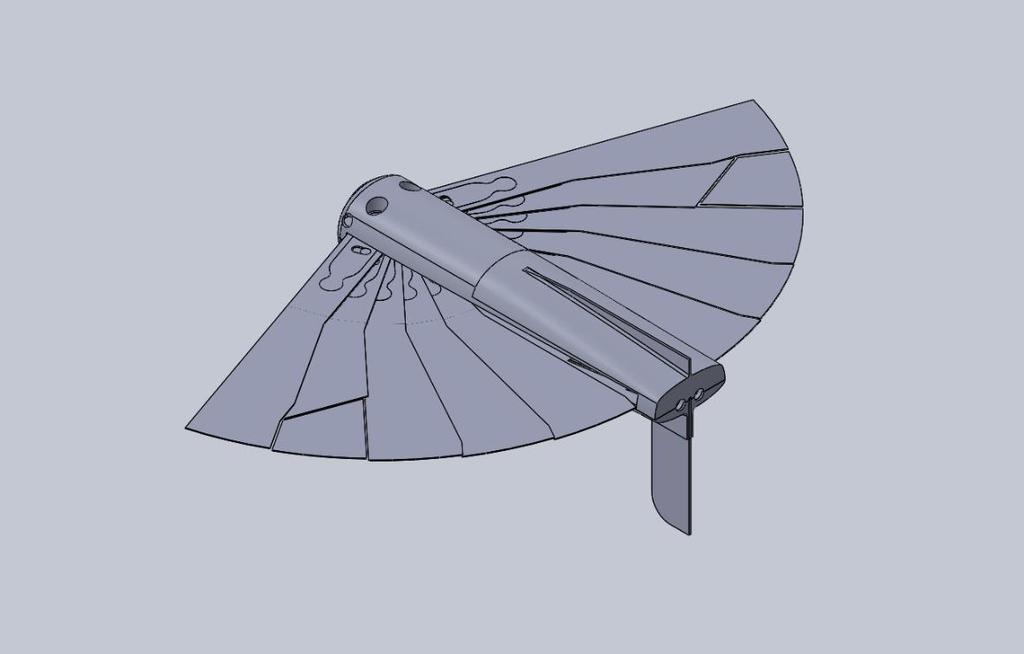 Figure 22: 40mm UAV with Tail Deployed The second model, Model2, was essentially the enlargement of the 40mm model to 60mm.