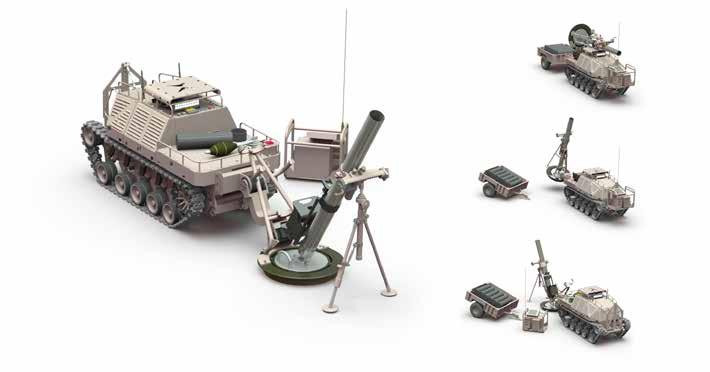 A single Micro-Utility Vehicle (MUV) robot can carry a 60mm mortar, bipod, the full M7 baseplate, and 100 rounds.