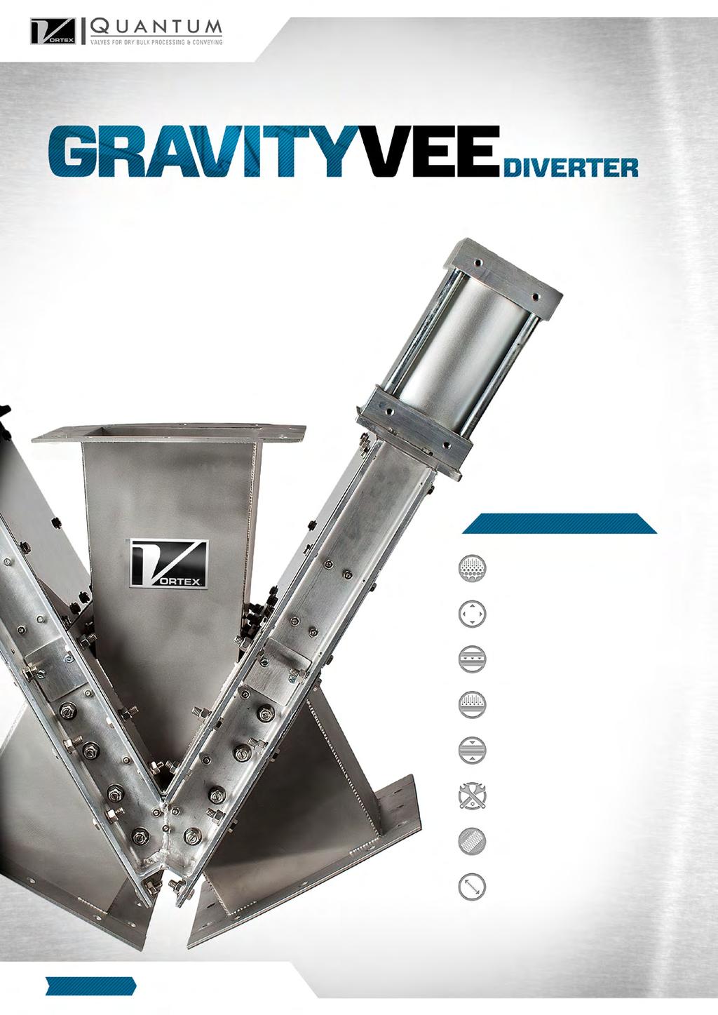 The Vortex Gravity Vee Diverter is designed to divert dry bulk solids in gravity flow conveying systems.