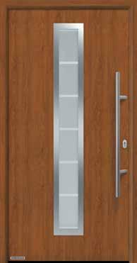 Two-colour entrance doors and side elements Entrance doors in harmony with internal doors Design your Thermo65 entrance door in Decograin Golden Oak, Dark Oak or Titan Metallic CH 703 on the inside