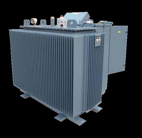 Standard hermitically three phase distribution transformer, core assembled with sheets of gain - orientated steel, primary & secondary windings copper manufactured, hermitically sealed, onan cooling.