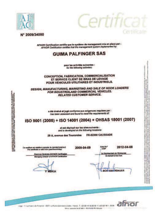 This site covers: All support functions of GUIMA PALFINGER & GUIMA FRANCE The R&D department 2 plants dedicated to production and assembly of all the hookloaders and
