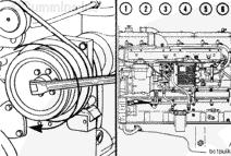 Page 7 of 17 The engine firing order is 1-5-3-6-2-4. Each cylinder has three rocker levers. The rocker lever nearest to the center of the housing is the intake lever.