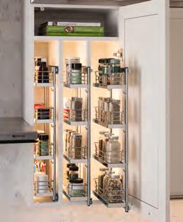 Why not create a dual-purpose cabinet where your spice rack is tucked inside and can be easily