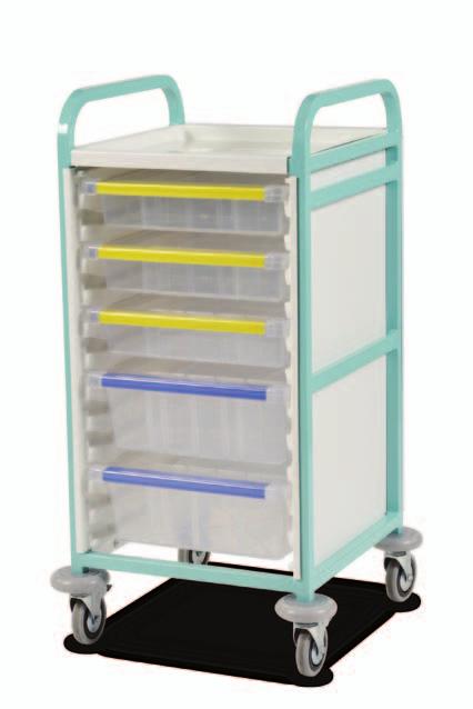 10 rocedure Trolleys & Carts Other Frame Colours Available Caretray Trolleys Caretray Trolleys - Single Column, Bow Handles See age 200 For Single column procedure trolley One piece welded frame