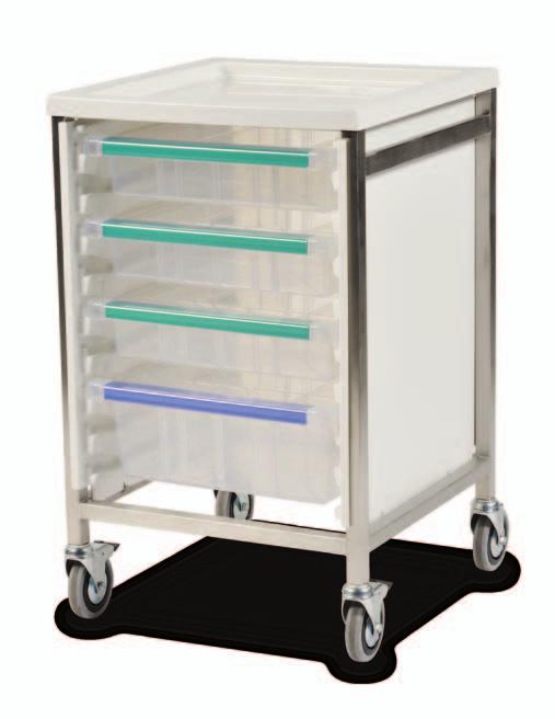 top and side panels provides access to all areas for cleaning Recessed plastic top (max load 30kg) Moulded side panels incorporate runners with positive stops, preventing trays from being