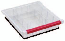 load per tray 5kg) Each tray is supplied with plastic clip on label cover & four removable dividers (2 x long & 2 x short) Each trolley is supplied with perforated coloured label strips (white, blue,