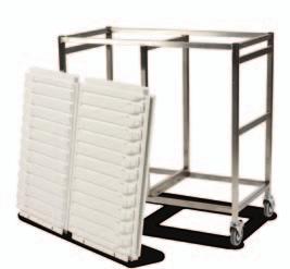 load 30kg) Moulded side panels incorporate runners with positive stops, preventing trays from being accidentally withdrawn Carerail fitted to each side of the trolley to support a wide range of
