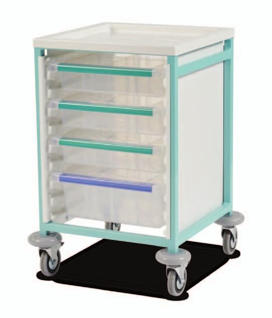 06 rocedure Trolleys & Carts CT108NH3S1L Other Frame Colours Available See age 200 For Caretray Trolleys Caretray Trolleys - Low Level, Single Column Low level single column procedure trolley One