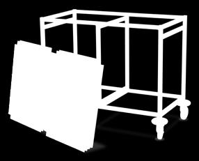 withdrawn Carerail fitted to each side of the trolley to support a wide range of accessories (see options) 100/160mm deep translucent high impact plastic trays with integral handle (max load per tray