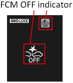Procedure: With the FCM ON, press and hold the FCM ON/OFF switch. It can be confirmed that it turns OFF by lighting the FCM OFF indicator on the multi-information display.