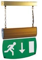SECTION 10: page 9 1 0 : L U M E N E X E M E R G E N C Y L I G H T I N G Hanging LED Exit Sign Brass Effect Emergency Duration Emergency Lamp O/P Maintained Lamp O/P Construction Dimensions Weight