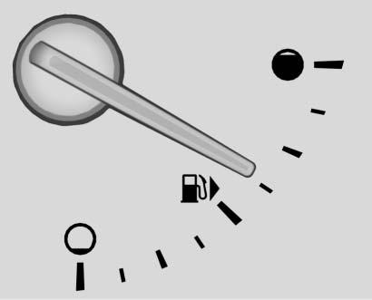 130 Instruments and Controls Fuel Gauge Uplevel Metric Uplevel English When the ignition is on, the fuel gauge indicates about how much fuel is left in the tank.