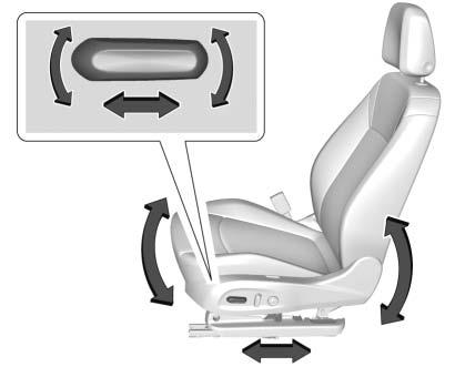 To adjust a manual seat: 1. Pull up on the handle at the front of the seat. 2. Slide the seat to the desired position and release the handle. 3.