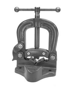 Vises 1067848 Yoke Pipe Vise Used to brace pipe for cutting and machining Used for pipe from 10 through 102 mm (1/8 through 3 1/2 in) Part Number Weight 127-1909 7.4 kg (16.