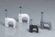 CABLE TIES CIRCLE CABLE CLIPS Circle cable clips are used for securing wires, cables to nail able surface. Material : Nylon 6.