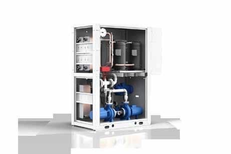 EASY INSTALLATION FULL INTEGRATED CONTROL SYSTEM Advanced built-in control to manage the 3-way modulating valve, inverter driven pump on the source side and the fan speed adjuster of the dry cooler.