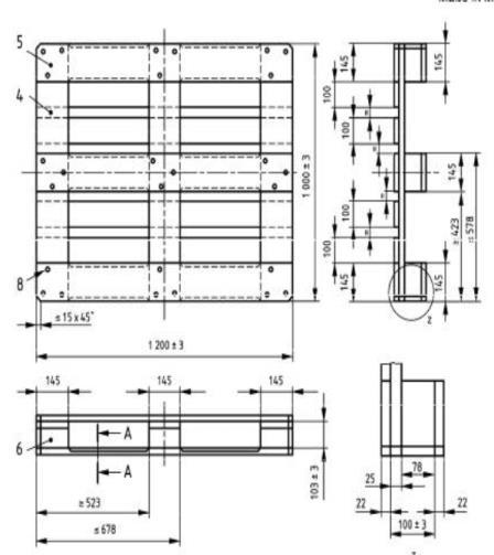 Ependable and Returnable Pallet General requirements Base frame construction: Underrideability: _ 3-skid pallets 4-way-entry pallets Type Nomal Eternal Ma.payload, Ma.