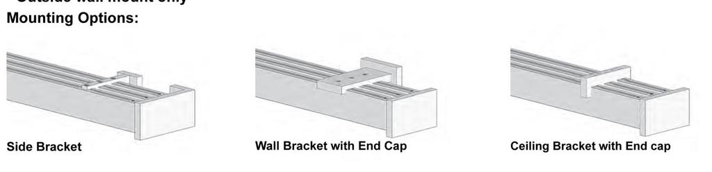 Brackets: Width 40" to 71 7/8" Brackets: Width 72" to 107 7/8" Brackets: Width 108" to