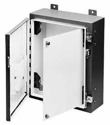 Kits consist of heavy-gauge brackets and hinges which are easily installed by drilling small holes in the sides of the enclosure and bolting the brackets in place.
