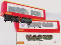 918 Hornby 2204, Merchant Navy class engine and tender Bibby Line (G- BG), together with R2218 West Country class Wilton (G-BG), both BR lined green livery 90-120 919 Hornby R2743 BR
