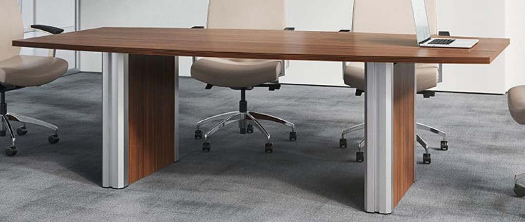 Conference Room First Office, Steal Grey Wood Laminate Conference Top and Base Finish FIRST OFFICE PULSE Wood Laminate Conference Table ALLSTEEL LYRIC Black
