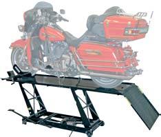 Motorcycle Products : Lifts Black Widow Motorcycle Lift This pneumatically operated motorcycle lifting system allows quick lifting of a motorcycle up to 1000 lbs for service, repair, cleaning,