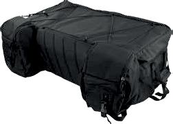 Attaches to an ATV rack with six tie-down straps with plastic buckles» Tie-down straps sewn with reflective threads for safety» Storm flaps fold over to protect cargo» Two detachable storage bags»