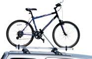 Bicycle Products : Roof Carriers Rooftop Bike Rack The roof bike rack secures one bicycle to the roof of a vehicle equipped with existing crossbars.