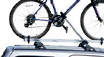 The back wheel is secured into rubber straps that hold the bike firmly in place. Roof Bike Rack The BC-208 attaches to existing vehicle crossbars to transport one bicycle upright.
