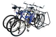 Bike Parking Rack The BC-9411 bike parking rack can hold up to six bicycles on its heavy duty, double-sided, 1 D steel tube frame.