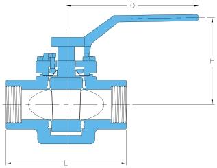 2-WAY VALVES - DIMENSIONAL DATA Fig. 152/302 SE CLASS 150/300 Screwed Ends Wrench Operated Actuators optional DIMENSIONS TO ANSI B.16.11 SIZE L H Q Wt's in. mm. in. mm. in. mm. (kg) (lbs.) 1/2" 3.