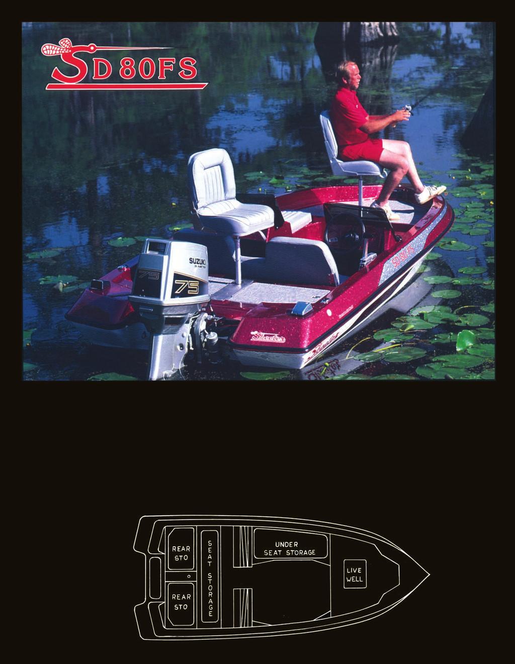 All the SD features combined with a low profile ski design make the SD80FS one of the most affordable and best all round small fish n ski boats available today.