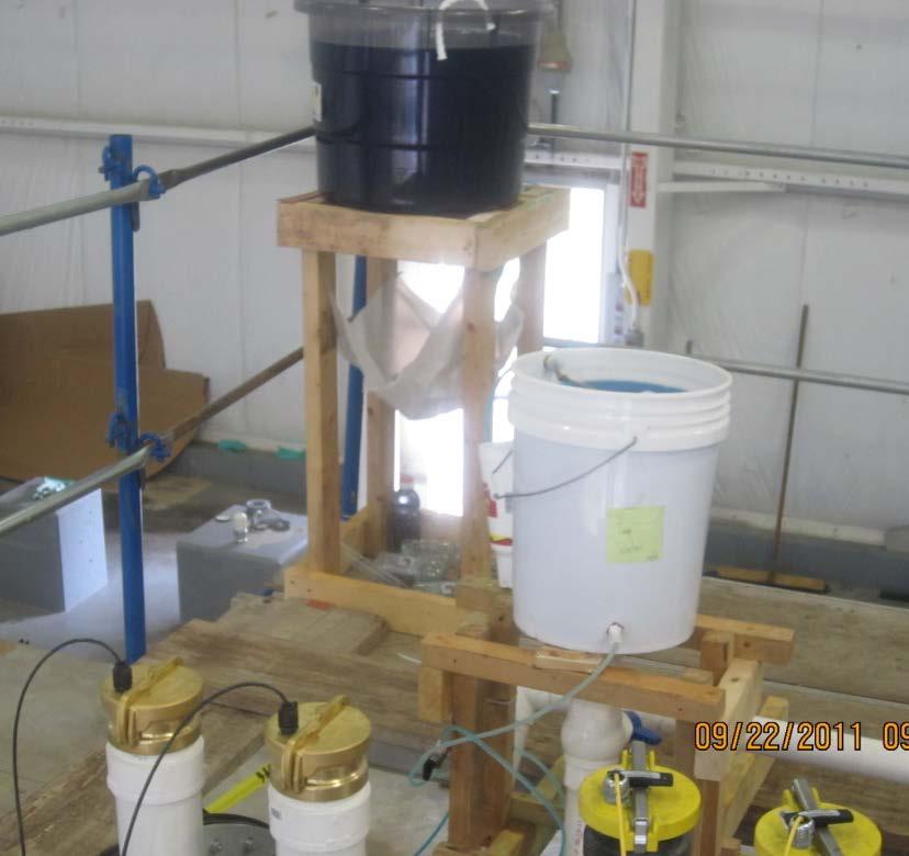 QAPP Implementation Water Ingress System Water was dyed blue 2-reservoir gravity distribution system with constant head Fed to test vessel through a rotometer or dump valve Water ingress